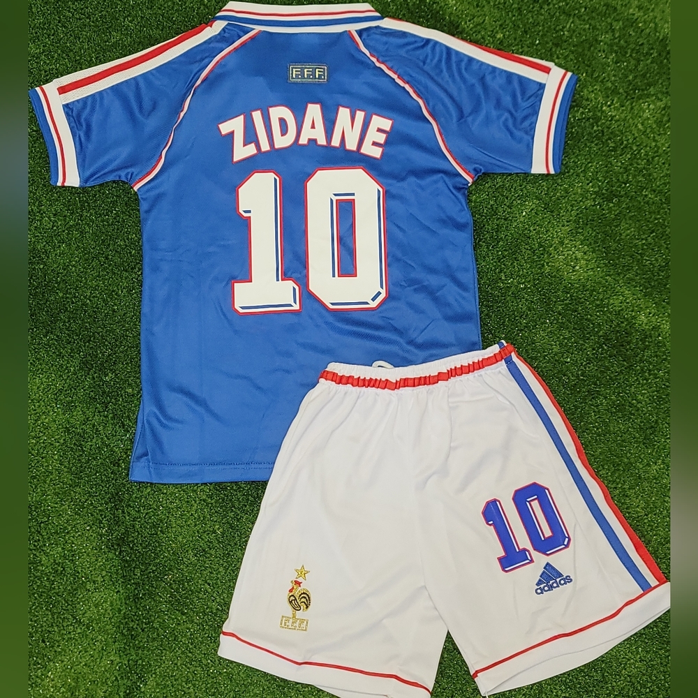 ZIDANE #10 FRANCE 1998 Retro Soccer Jersey Kids